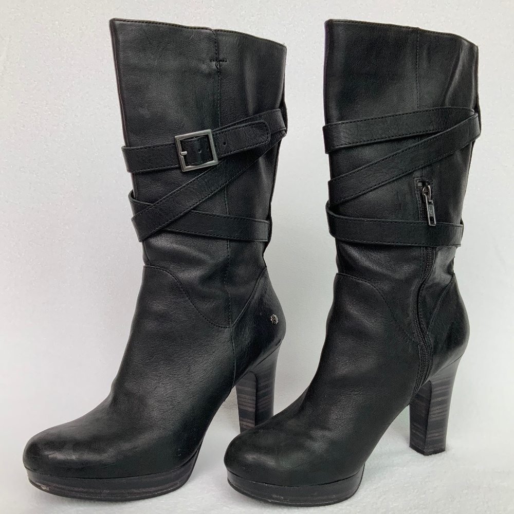 Ugg Jardin Leather Strap High Heel Boots Sz 8.5